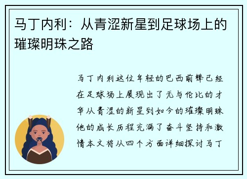 马丁内利：从青涩新星到足球场上的璀璨明珠之路